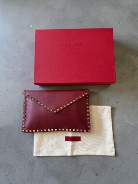 Valentino Garavani Rockstud Envelope Clutch | Red Leather
